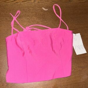 Zara pink open back crop top